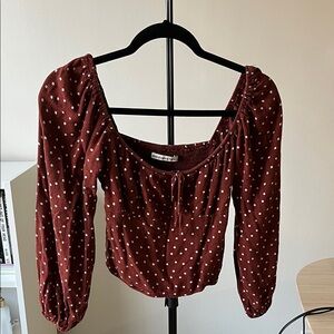 Abercrombie & Fitch Brown Polka Dot Blouse